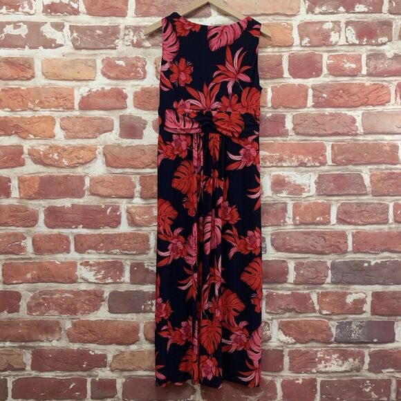 Harper Rose Maxi Dress Women's 12 Dark Blue Multicolor Floral Sleeveless Zip Up - Picture 2 of 8